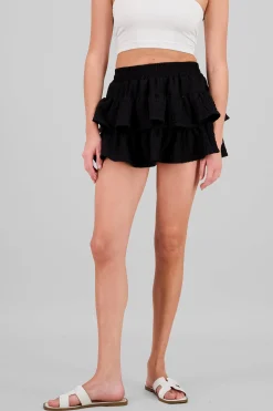 Shasa Double Ruffle Textured Skirt