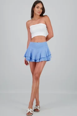 Shasa Double Ruffle Textured Skirt