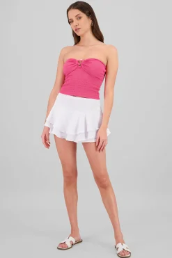 Shasa Double Ruffle Textured Skirt