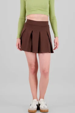 Shasa Double Waistband Pleated Mini Skirt