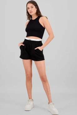 Shasa Double Waistband Solid Shorts