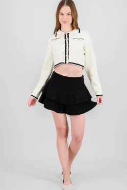 Shasa DoubleLayer Ruffle Hem Mini Skirt