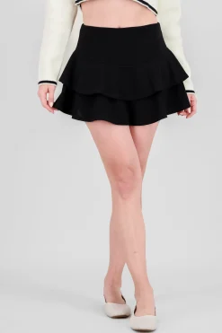 Shasa DoubleLayer Ruffle Hem Mini Skirt
