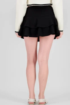 Shasa DoubleLayer Ruffle Hem Mini Skirt