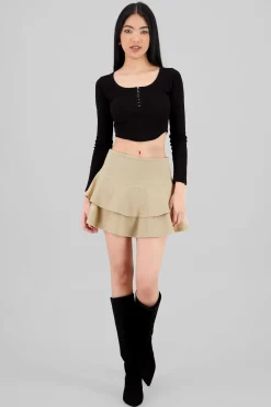 Shasa DoubleLayer Ruffle Hem Mini Skirt