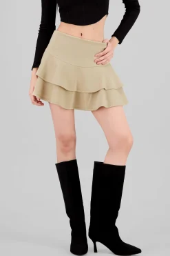 Shasa DoubleLayer Ruffle Hem Mini Skirt