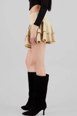 Shasa DoubleLayer Ruffle Hem Mini Skirt
