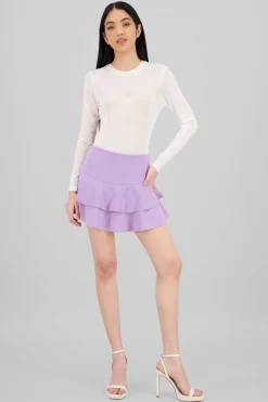 Shasa DoubleLayer Ruffle Hem Mini Skirt
