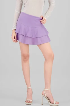 Shasa DoubleLayer Ruffle Hem Mini Skirt
