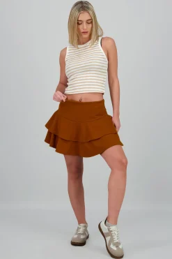 Shasa DoubleLayer Ruffle Hem Mini Skirt