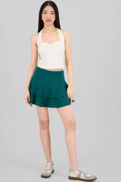 Shasa DoubleLayer Ruffle Hem Mini Skirt