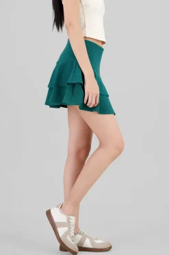 Shasa DoubleLayer Ruffle Hem Mini Skirt