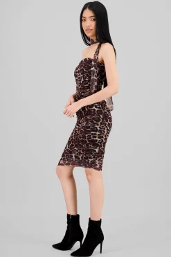 Shasa Draped Animal Print Midi Dress