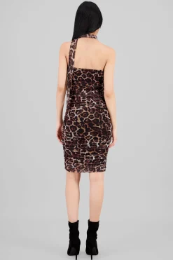 Shasa Draped Animal Print Midi Dress