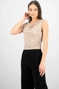 Shasa Draped Cowl Neck Top