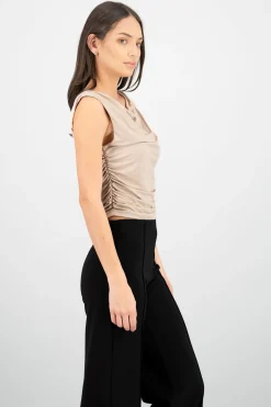 Shasa Draped Cowl Neck Top
