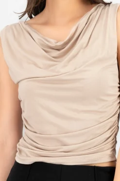 Shasa Draped Cowl Neck Top