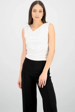 Shasa Draped Cowl Neck Top