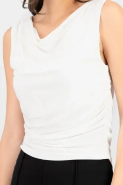 Shasa Draped Cowl Neck Top