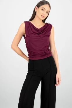 Shasa Draped Cowl Neck Top