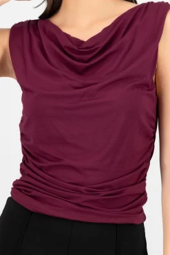 Shasa Draped Cowl Neck Top