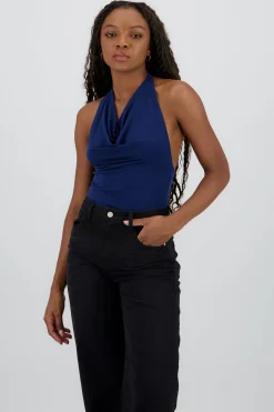 Shasa Draped Halter Neck Bodysuit