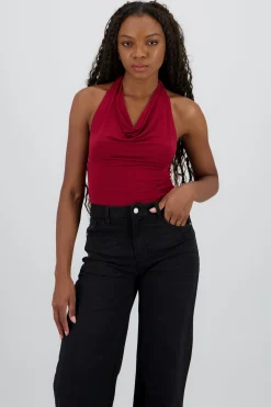 Shasa Draped Halter Neck Bodysuit