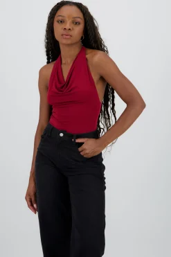 Shasa Draped Halter Neck Bodysuit