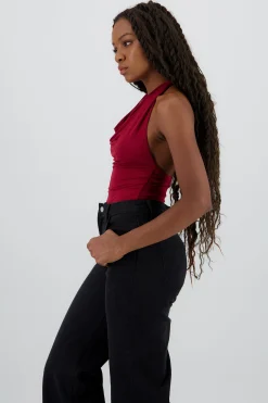 Shasa Draped Halter Neck Bodysuit