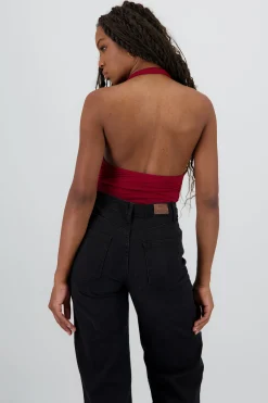 Shasa Draped Halter Neck Bodysuit