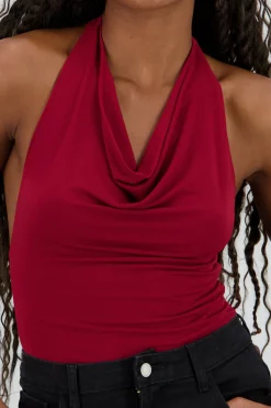 Shasa Draped Halter Neck Bodysuit