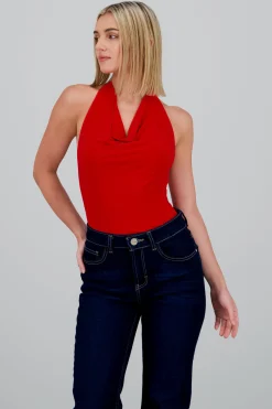 Shasa Draped Halter Neck Bodysuit