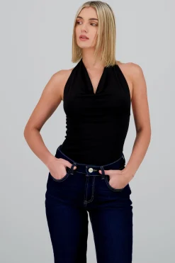 Shasa Draped Halter Neck Bodysuit