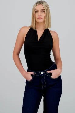 Shasa Draped Halter Neck Bodysuit