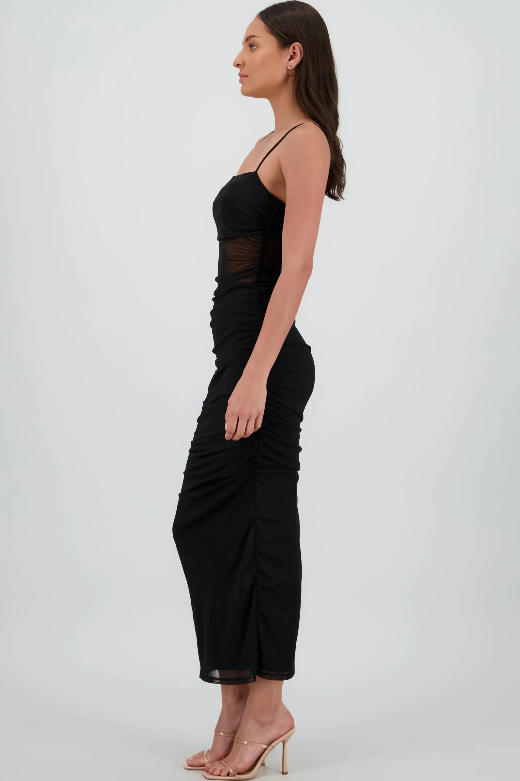 Shasa Draped Mesh Maxi Dress