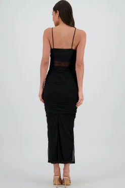 Shasa Draped Mesh Maxi Dress