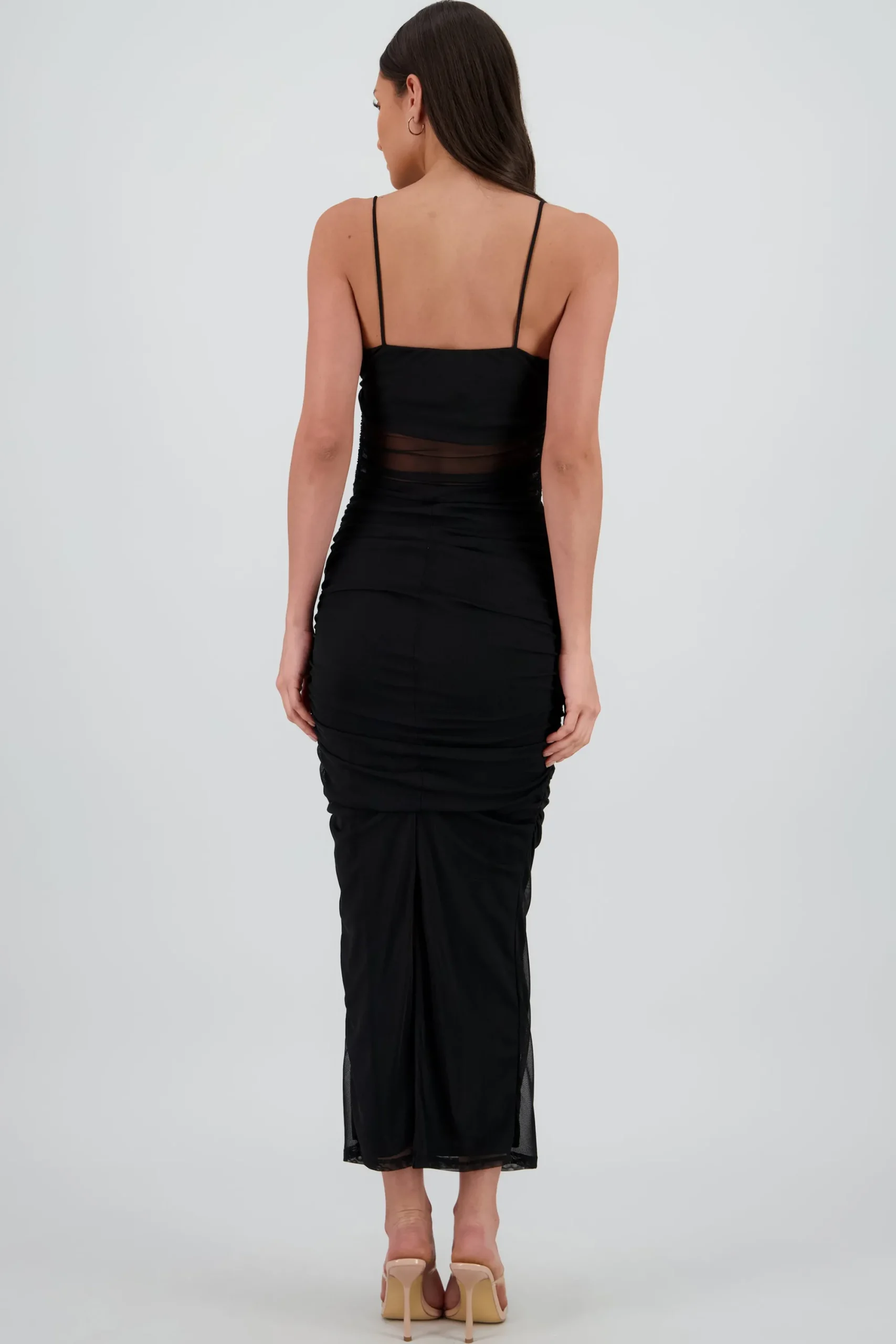 Shasa Draped Mesh Maxi Dress