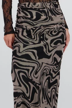 Shasa Draped Mesh Midi Skirt
