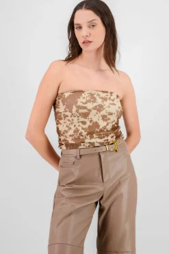 Shasa Draped Mesh Strapless Top