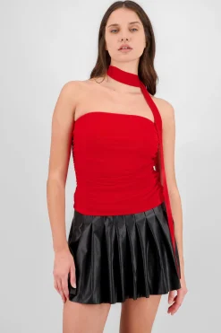 Shasa Draped Mesh Tube Top