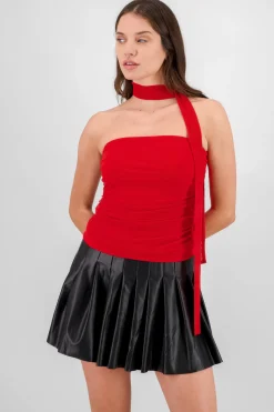 Shasa Draped Mesh Tube Top