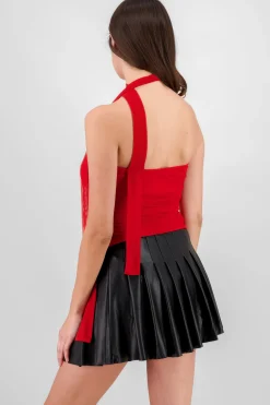 Shasa Draped Mesh Tube Top