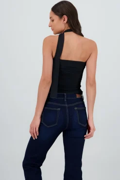 Shasa Draped Mesh Tube Top