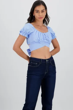 Shasa Draped Puff Sleeve Top