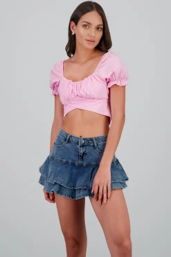 Shasa Draped Puff Sleeve Top