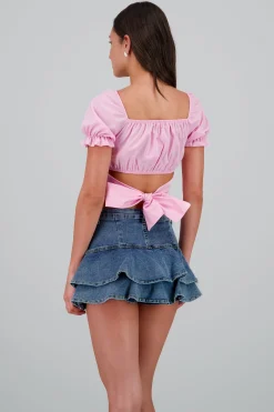 Shasa Draped Puff Sleeve Top