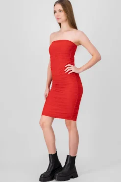 Shasa Drapped Strapless Midi Dress