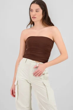Shasa Drapped Strapless Tube Top
