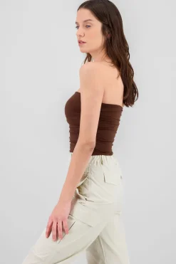 Shasa Drapped Strapless Tube Top
