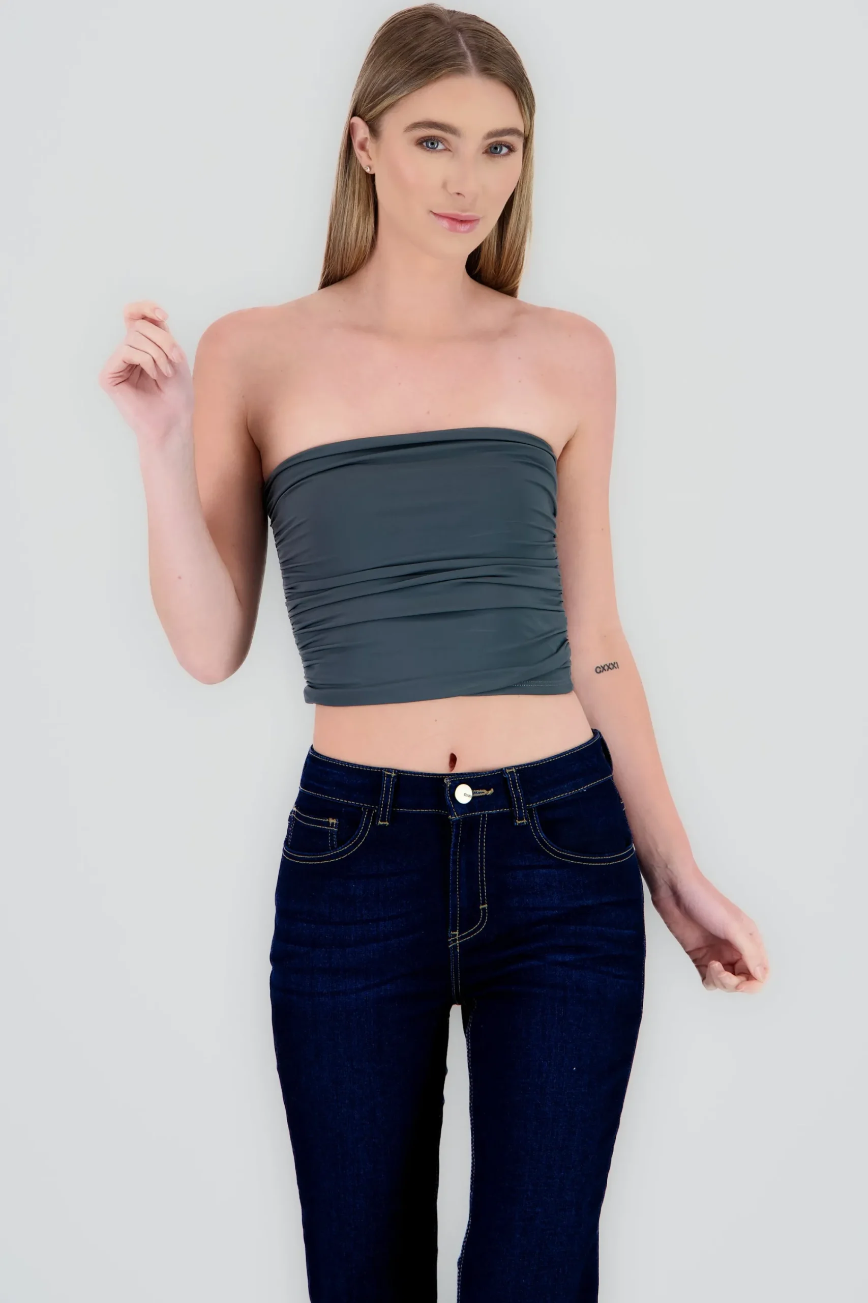 Shasa Drapped Strapless Tube Top